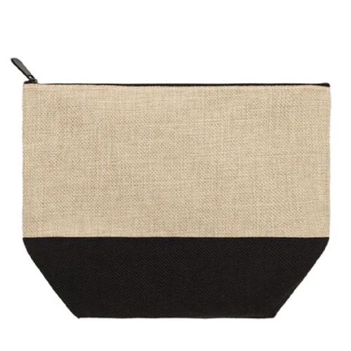 Dark SubliLinen Cosmetic Bag With Black Base - 7.3" x 9.4"
